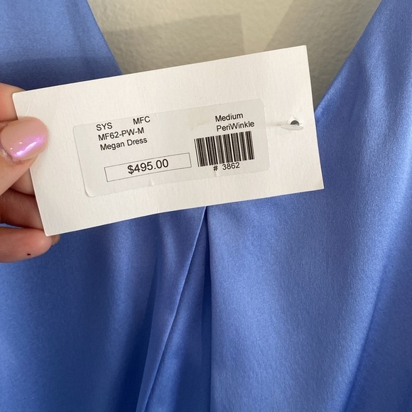 Michelle Farmer Periwinkle VNeck Slip Mini Dress Silk NWT women’s XS - Picture 2 of 7